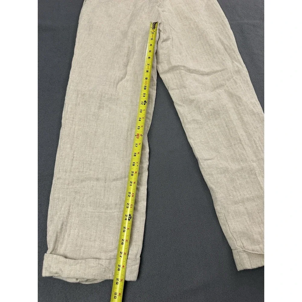 Vintage Polo Ralph Lauren Pants Mens 38X32 Tan Linen Tweed Pleated Cuffed 90s